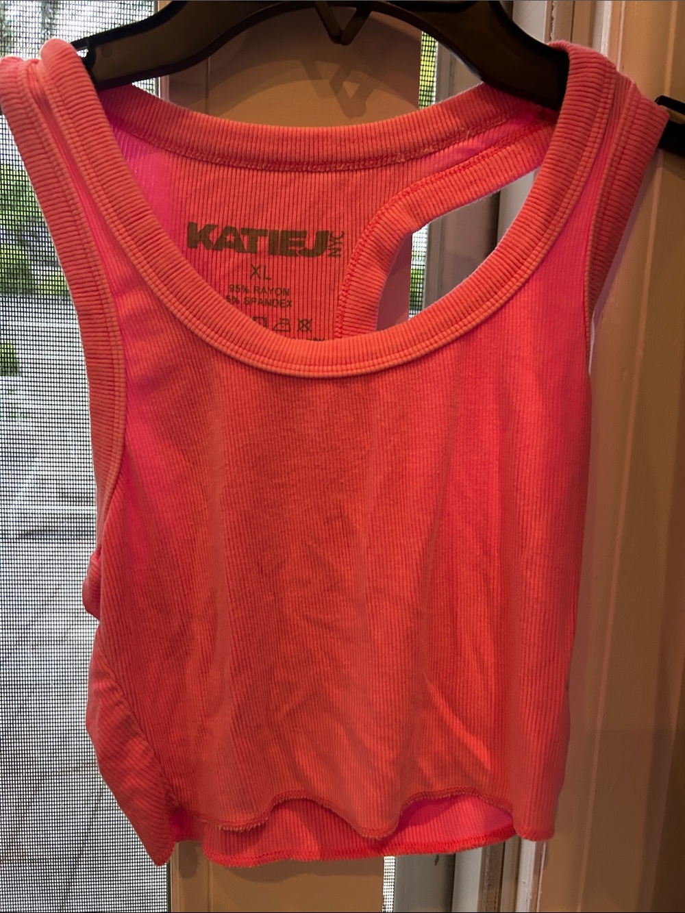 Katie J NYC Pink Ribbed Tank Top